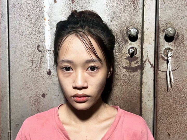 Nguyen Thi Ngoc Hieu at the investigation agency. (Photo provided by the police)