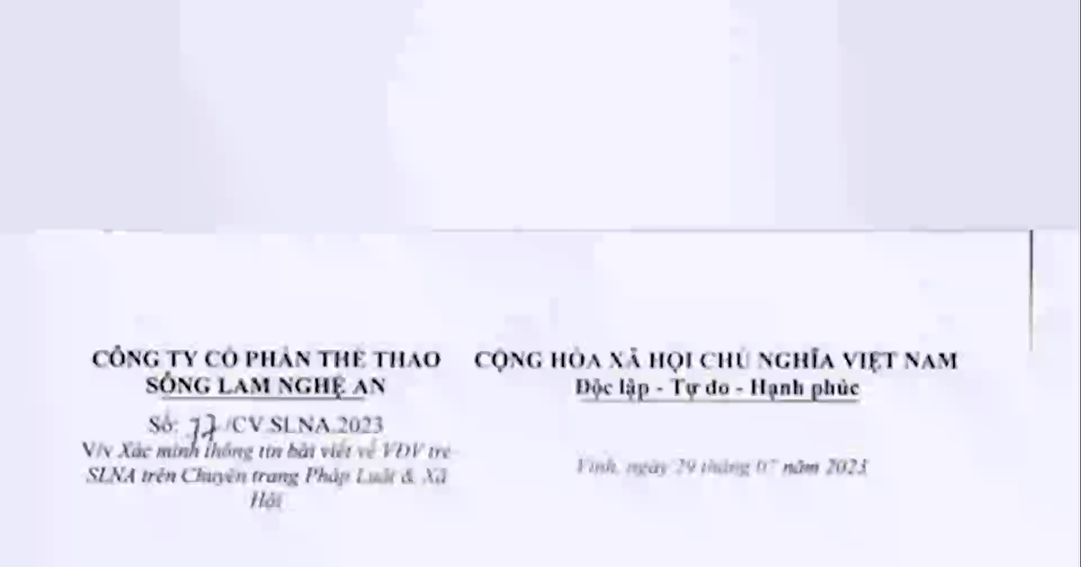 Trước 'nghi vấn gian lận tuổi của cầu thủ trẻ', CLB Sông Lam Nghệ An nói gì? | Báo Nghệ An điện tử