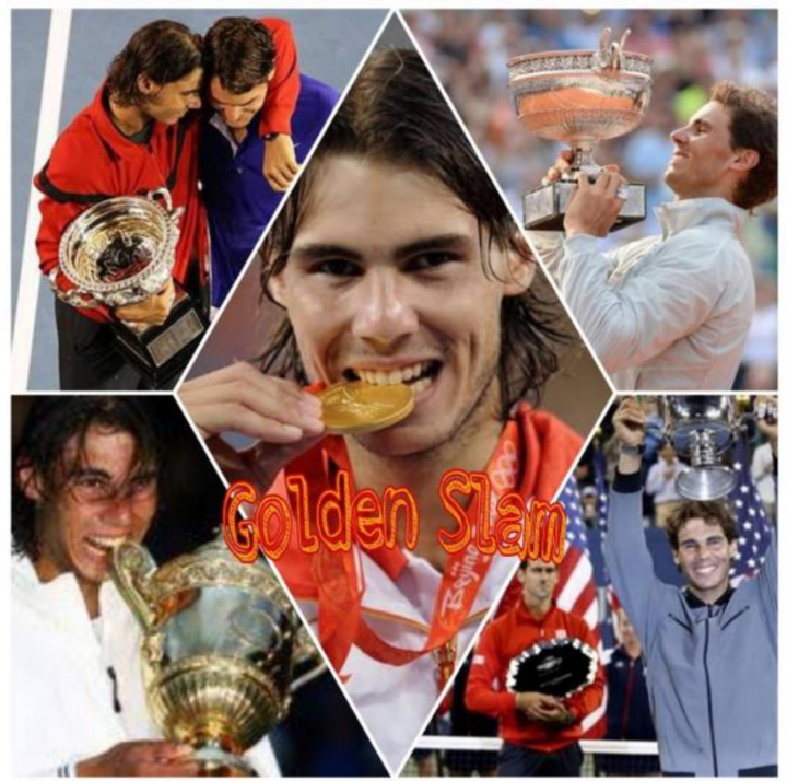 Nadal là tay vợt nam thứ 2 hoàn tất "Golden Slam", sau Andre Agassi. Một tay vợt chỉ được coi đoạt được Golden Slam khi vô địch cả 4 giải Grand Slam trong một năm dương lịch và là ĐKVĐ Olympic. Nadal làm điều này vào đầu thập niên 2010. Khi đang là đương kim vô địch Thế vận hội 2008, Nadal vô địch liên tiếp 3 giải Grand Slam là Roland Garros, Wimbledon và US Open (2010), rồi vô địch tiếp Úc mở rộng (2011). Sau Nadal, chưa có thêm tay vợt nam nào chinh phục được Golden Slam.