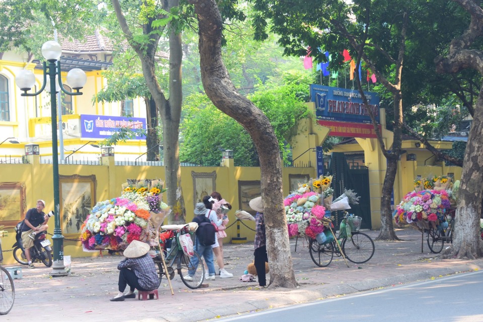 La rue Phan Dinh Phung est célèbre pour ses voitures fleuries distinctives. Photo : Thuy Duong