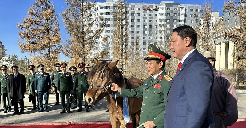 Besonderes Geschenk des mongolischen Verteidigungsministers an General Phan Van Giang