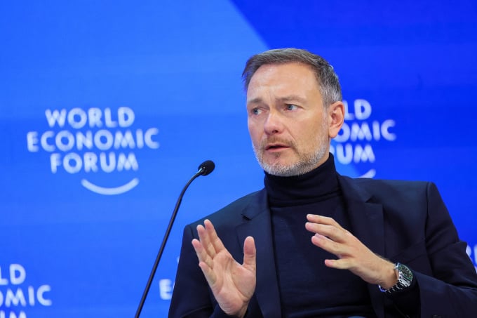 Bộ trưởng Kinh tế Đức Christian Lindner tại WEF hôm 19/1. Ảnh: Reuters