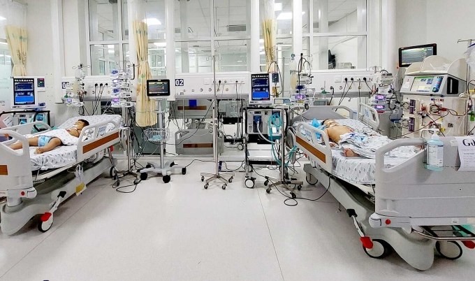 Zwei Kinder werden im Städtischen Kinderkrankenhaus behandelt. Foto von : Hospital provided