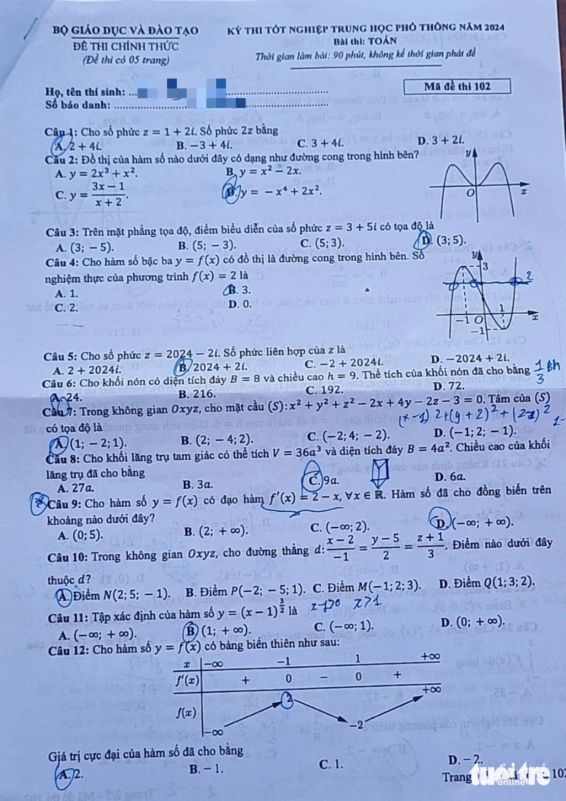 Đã có đề thi toán kỳ thi tốt nghiệp THPT 2024, nhiều thí sinh nói đề vừa sức- Ảnh 18.