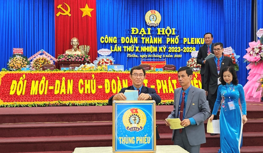 Công đoàn thành phố Pleiku tổ chức đại hội điểm lần thứ X ảnh 3