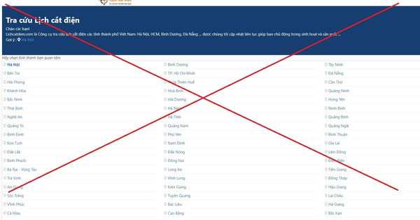 Nhiều website giả thông tin lịch cắt điện