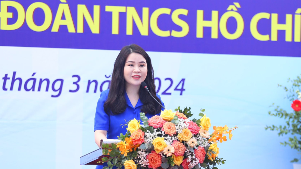 B&iacute; thư Th&agrave;nh đo&agrave;n H&agrave; Nội Chu Hồng Minh ph&aacute;t biểu tại chương tr&igrave;nh&nbsp;