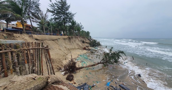 Close-up of landslides at Hoi An beach forcing declaration of emergency