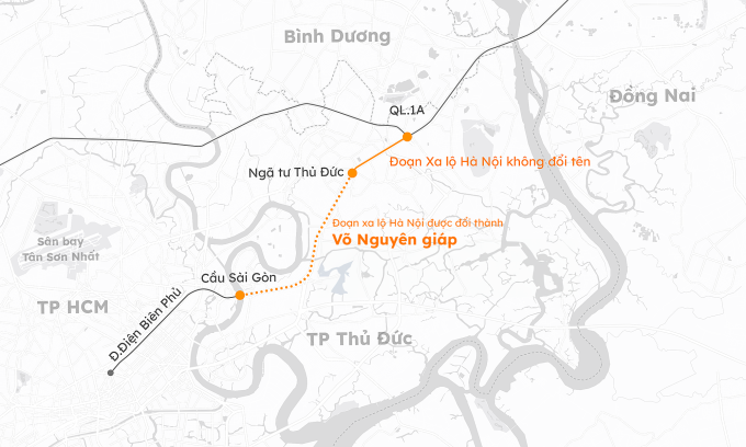 ハノイ高速道路区間はヴォー・グエン・ザップに改名された。グラフィック: Khanh Hoang