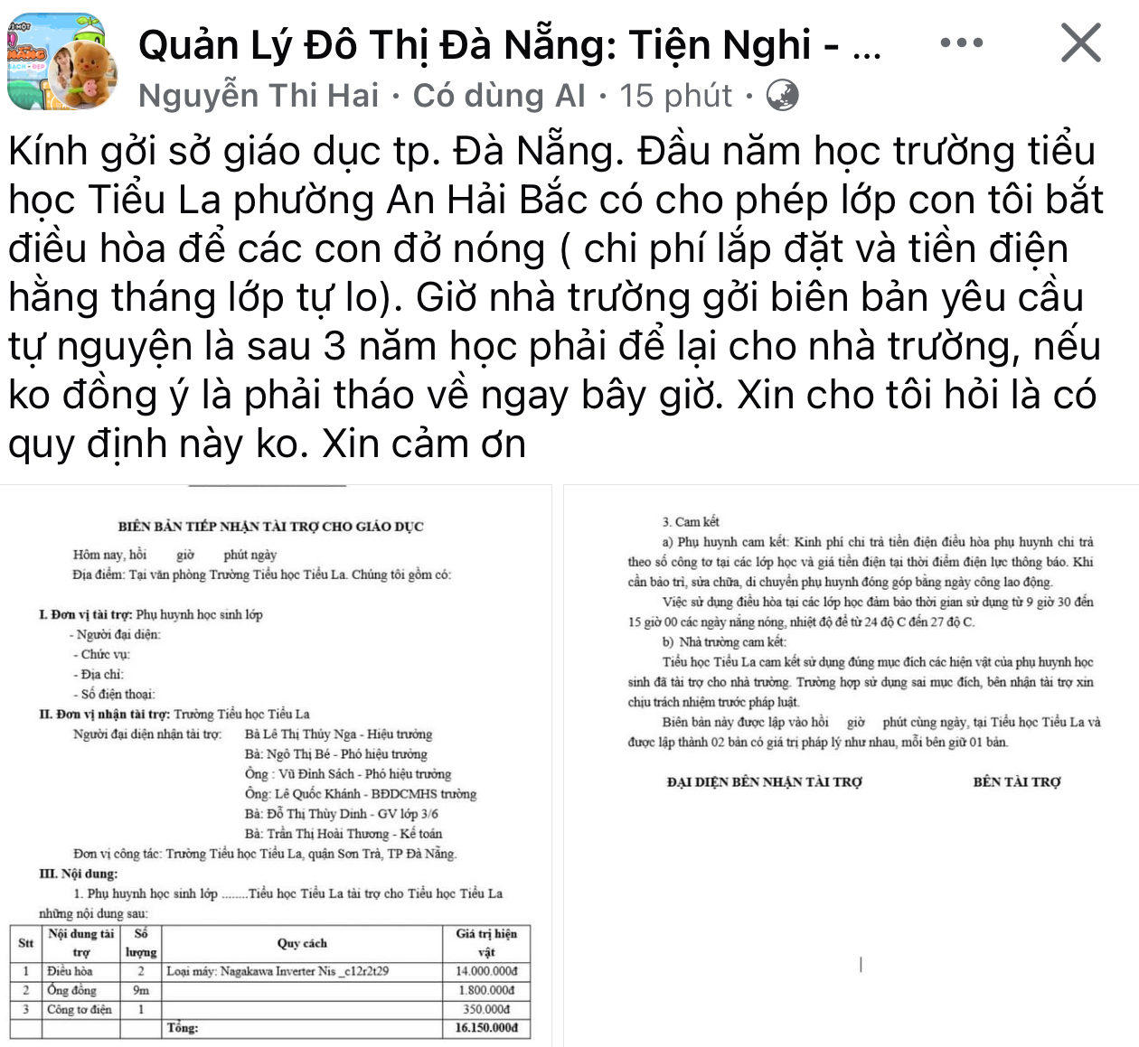 Đà Nẵng: Hiệu trưởng nói về thông tin 