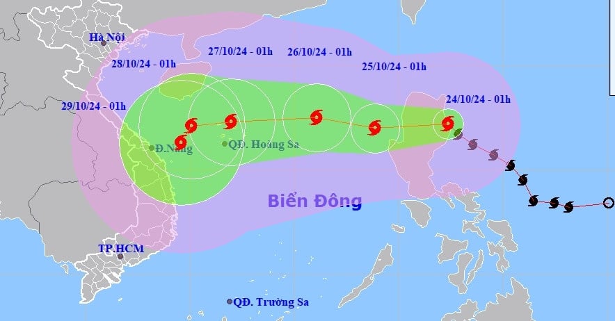 Tin bão Trà Mi mới nhất ngày 24/10, cảnh báo mưa giông trên Biển Đông