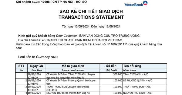 Có thêm 2.009 trang sao kê tiền ủng hộ vùng bão lũ, MTTQ nêu lý do công khai