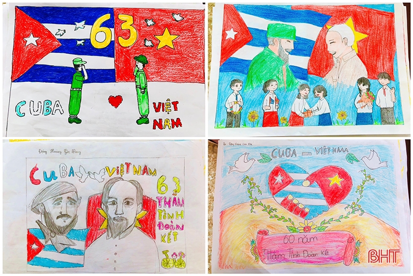 Estudiantes del distrito montañoso de Ha Tinh dibujan un dibujo 