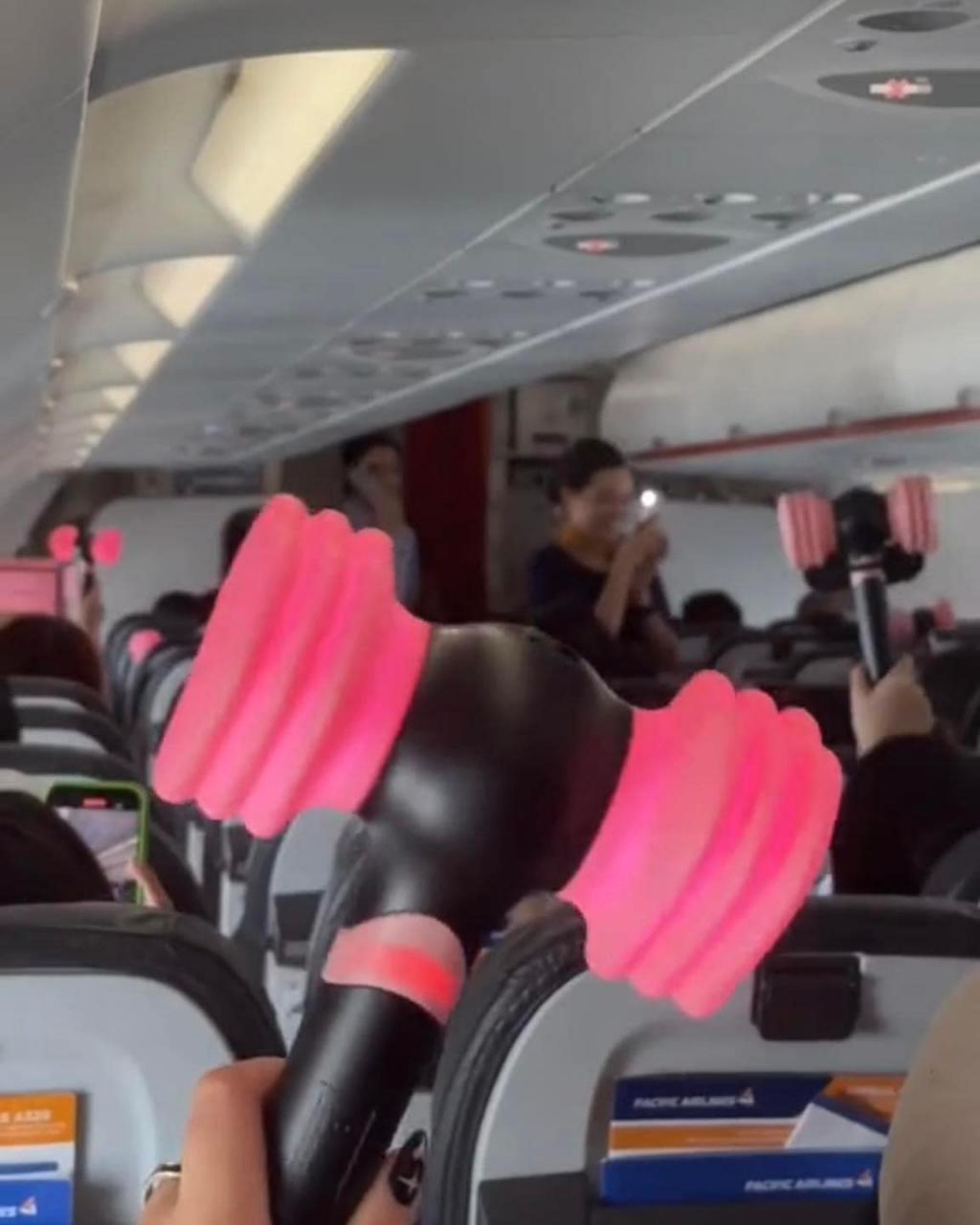 The flight was filled with pink lightsticks. Photo: Stella Day 13