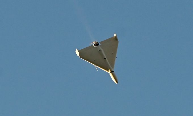 Russian UAV flies over Kiev, the capital of Ukraine, during an attack in October 2022. Photo: AFP