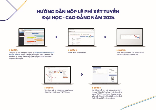 Nộp phí xét tuyển Đại học, Cao đẳng 2024 tiện lợi bằng QR đa năng VNPT Money