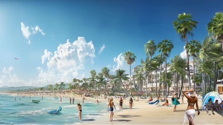 The Cat Ba Central Bay Tourism and Commercial Service Area project will bring the largest public beach on Cat Ba Island. (Illustrative perspective photo)