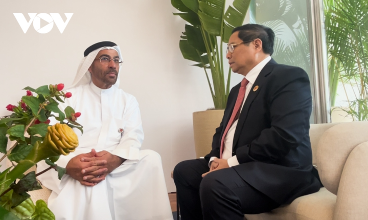 Thủ tướng Phạm Minh Chính gặp Tổng thống UAE Sheikh Mohamed Bin Zayed Al Nahyan.