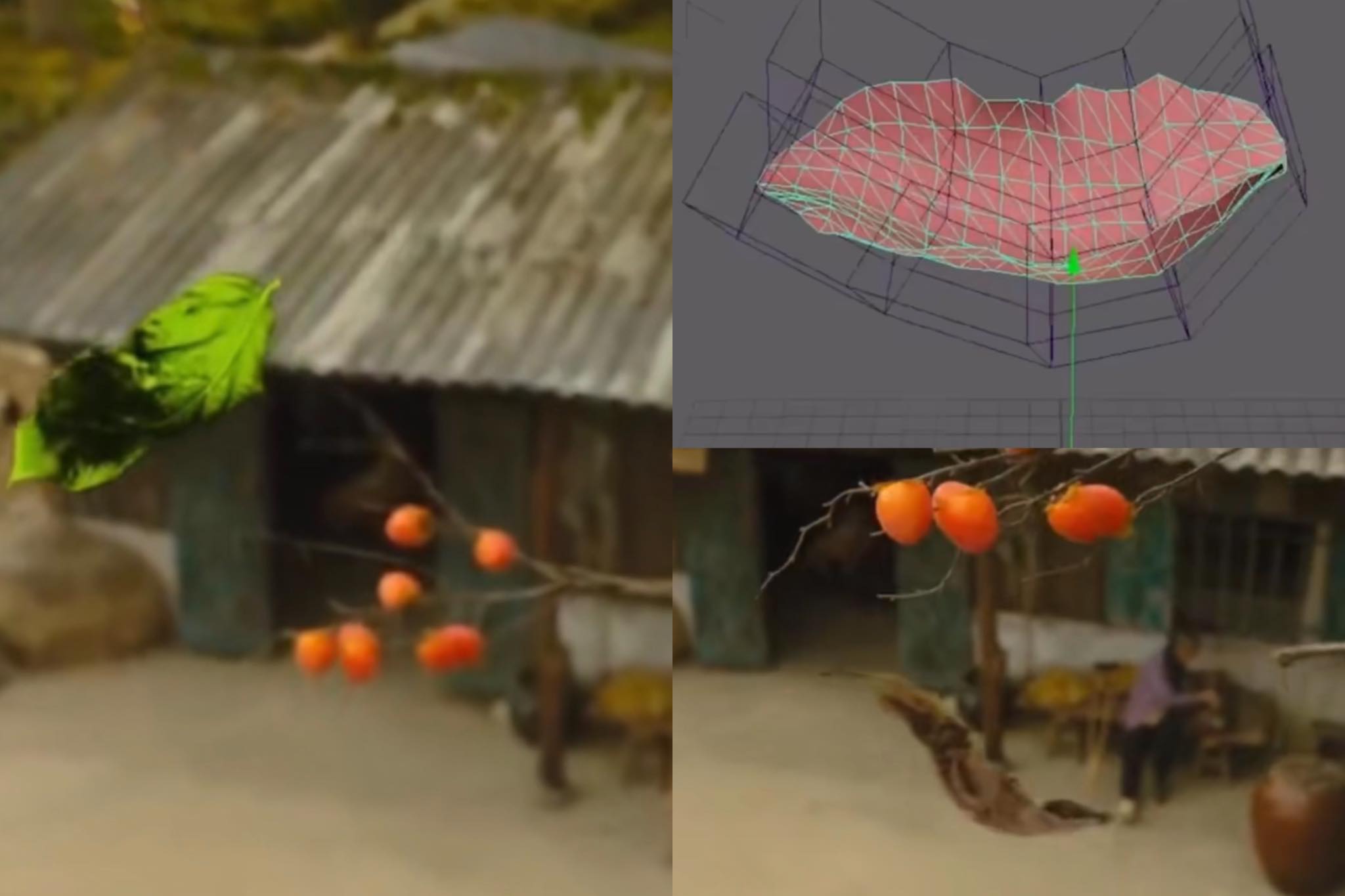 The falling leaves detail was criticized as fake and “illogical”. Photo: screenshot