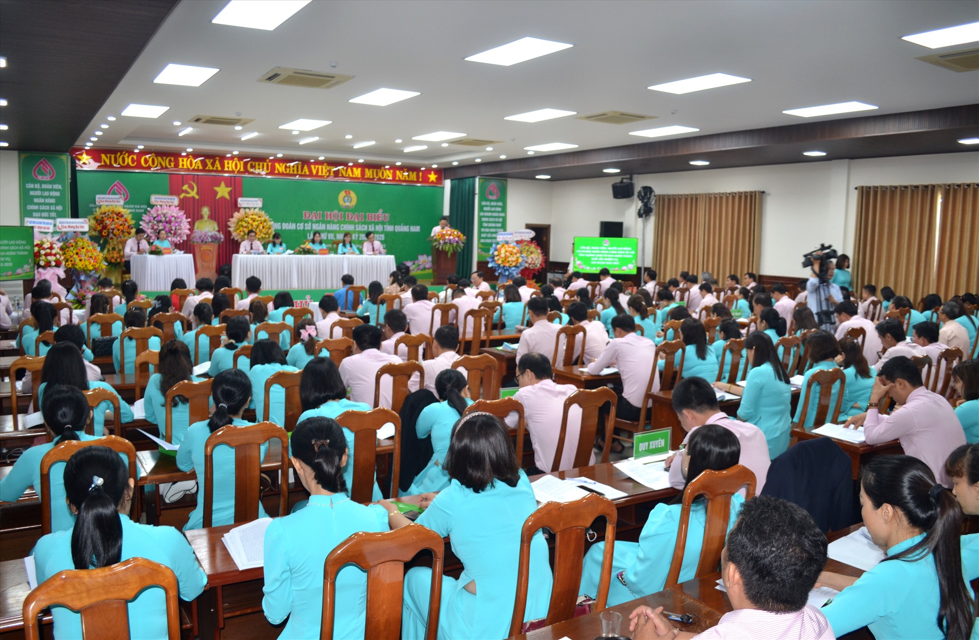 Vue du 7e Congrès du Syndicat de la Banque de politique sociale de Quang Nam (mandat 2023 - 2028). Image; VIET QUANG