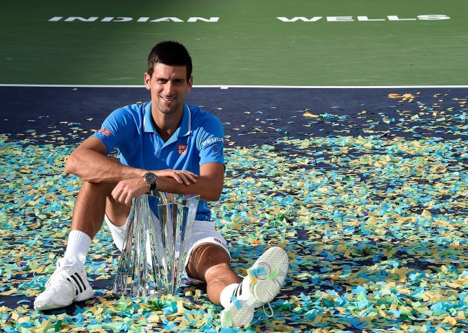 ジョコビッチが2015年インディアンウェルズマスターズの優勝を祝う。写真：ATP