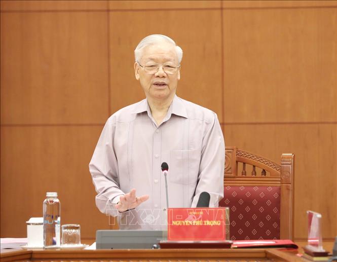 General Secretary Nguyen Phu Trong, Head of the Steering Committee, speaks at the meeting. Photo: Phuong Hoa/VNA