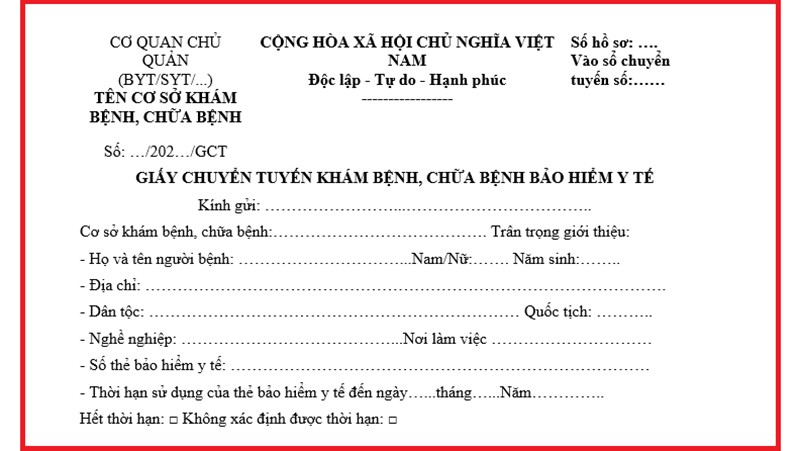 Quy định giấy chuyển tuyến bảo hiểm y tế từ ngày 3/12/2023