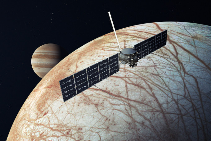 Simulation du vaisseau spatial Europa Clipper. Photo : NASA/JPL-Caltech