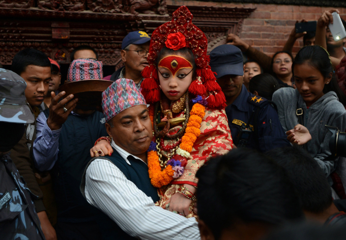 Eine jungfräuliche Göttin in Nepal. Foto: AFP