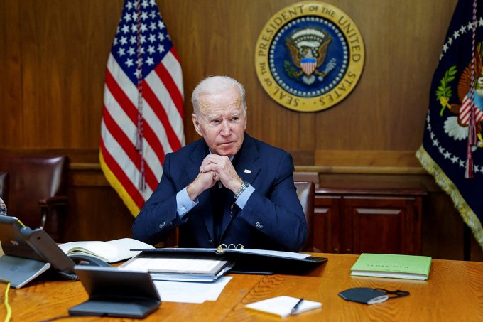 លោក Biden នៅ Camp David ក្នុងខែកុម្ភៈ ឆ្នាំ 2022។ រូបថត៖ រ៉យទ័រ