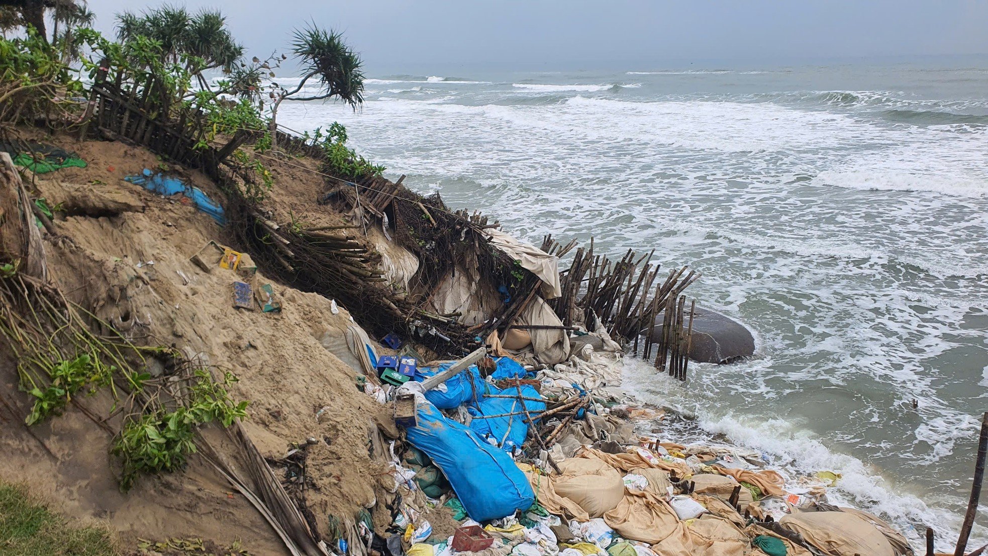 Primer plano del deslizamiento de tierra en la playa de Hoi An que obligó a declarar el estado de emergencia (foto 4)