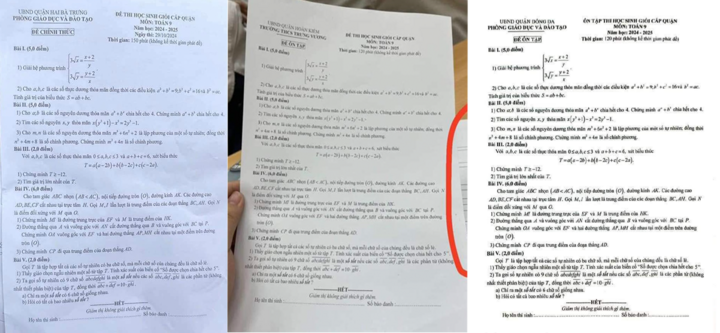 Sospecha de filtración de preguntas de exámenes de matemáticas para estudiantes superdotados en el distrito de Hai Ba Trung.