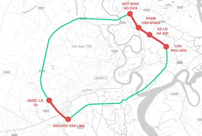 Cuatro tramos con una longitud total de más de 14 kilómetros de la Ruta del Cinturón 2 aún no están cerrados. Gráficos: Thanh Huyen