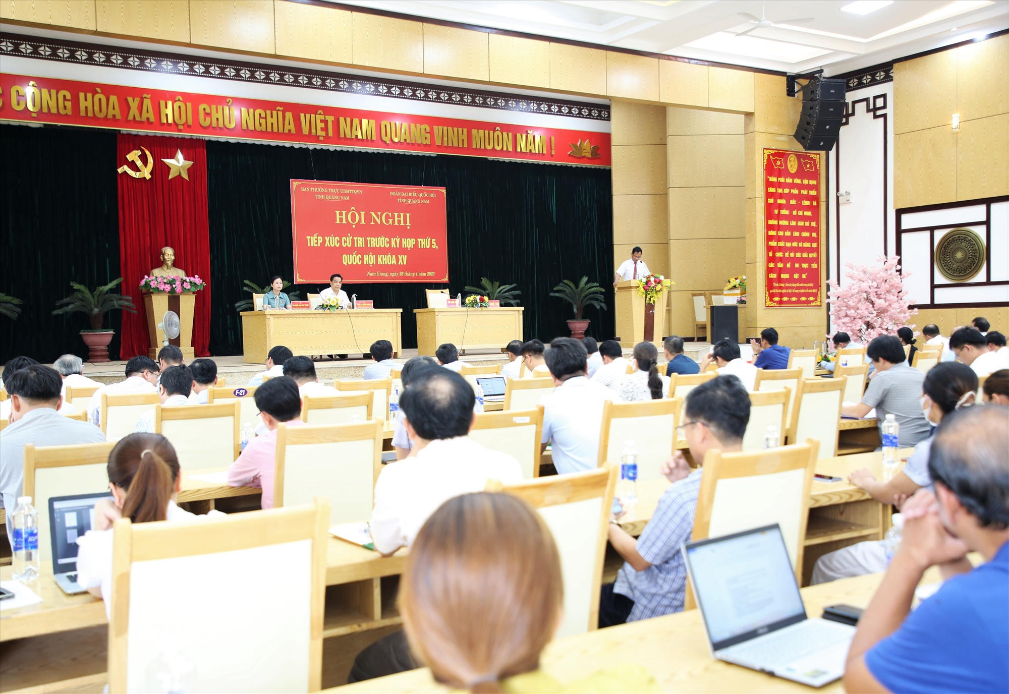 National Assembly delegates meet voters in Nam Giang. Photo: D.N