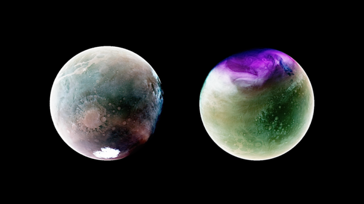 La foto muestra 2 estaciones en Marte - 1