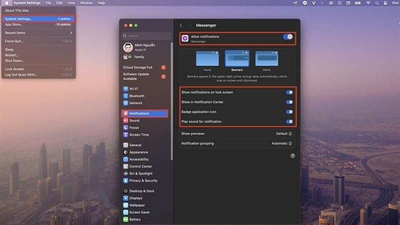 Hướng dẫn cách tuỳ chỉnh thông báo Messenger trên MacBook