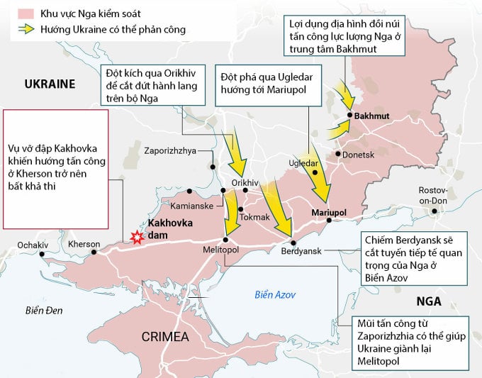 Возможные контратаки Украины. Графика: Время