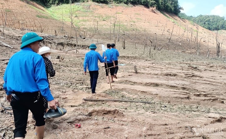 Les gens luttent pour patauger dans la boue au milieu du plus grand réservoir hydroélectrique de Nghe An - 6