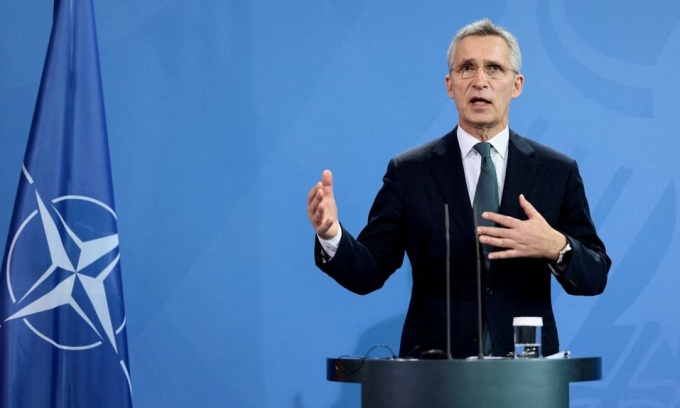 NATO Secretary General Jens Stoltenberg speaks during a news conference in Berlin, Germany, last January. Photo: Reuters