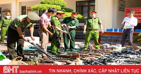 Công an Hương Sơn tiêu hủy số lượng lớn vũ khí và vật liệu nổ