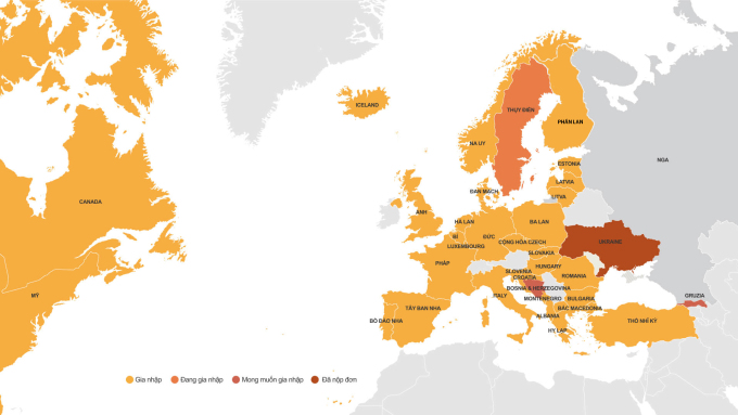 Location of NATO countries. Graphics: Tien Thanh