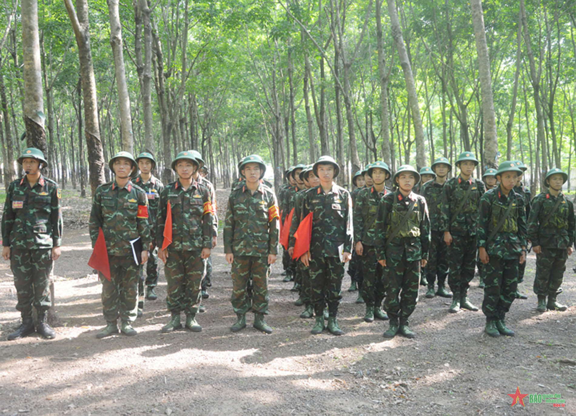 กองบัญชาการทหารจังหวัดบิ่ญเฟื้อกฝึกอบรมทหารใหม่เกี่ยวกับวิธีการทดสอบ