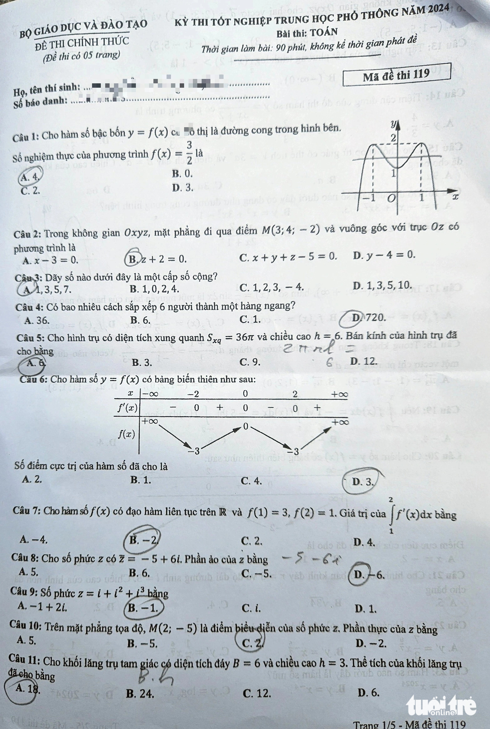 Đã có đề thi toán kỳ thi tốt nghiệp THPT 2024, nhiều thí sinh nói đề vừa sức- Ảnh 2.