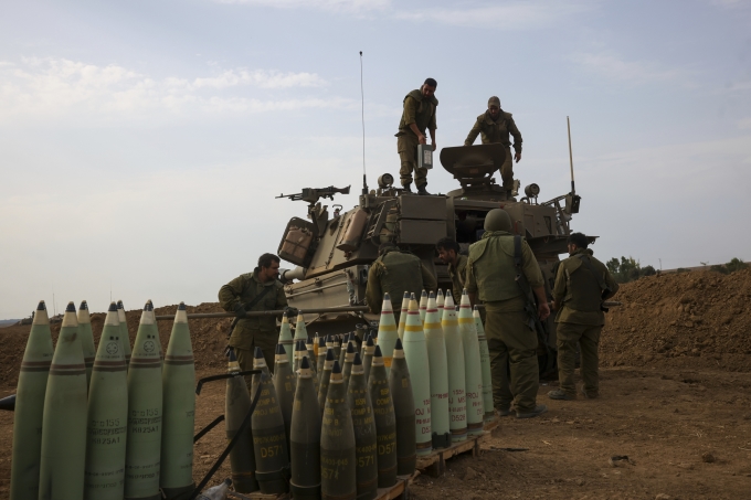 Israeli soldiers at a position near the Gaza Strip on October 9. Photo: AP