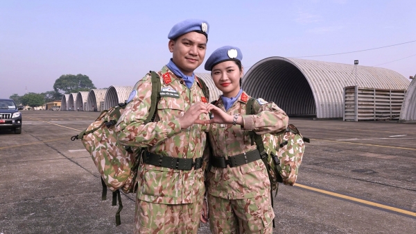 The “blue beret” couple together carry out UN peacekeeping missions