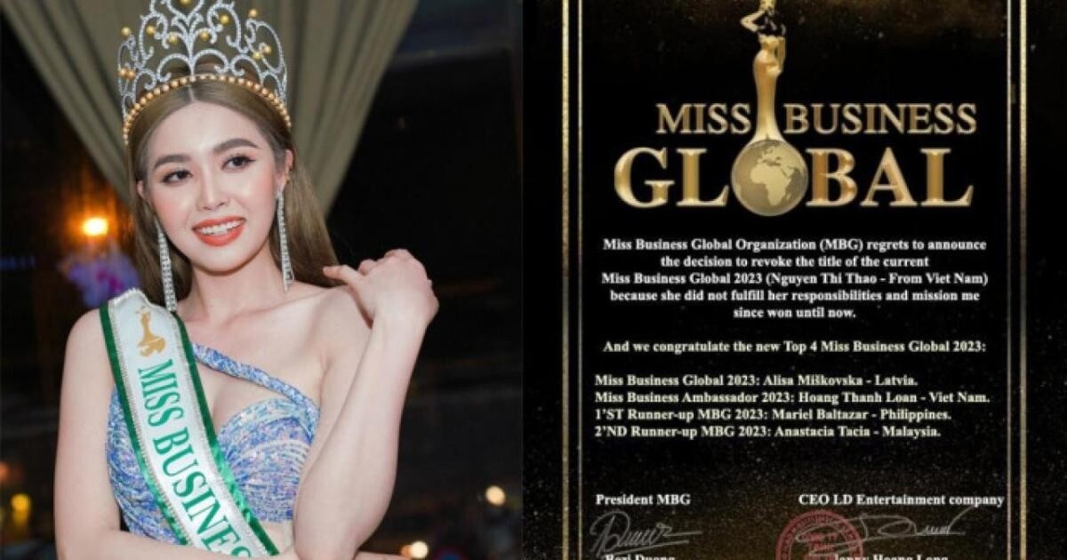 Vietnamese beauty stripped of Miss Global Business crown