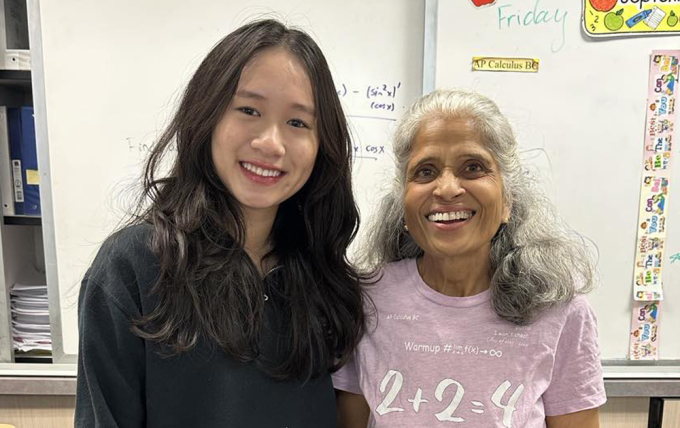 Kaylee and Ms. Guttal during a meeting in September at Silver Creek High School. Photo: Character provided