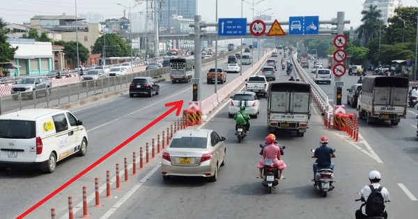 Die Stahlüberführung Mai Dich verstärkt die Markierungsreihe, um zu verhindern, dass Fahrzeuge auf die Fahrspuren gelangen.