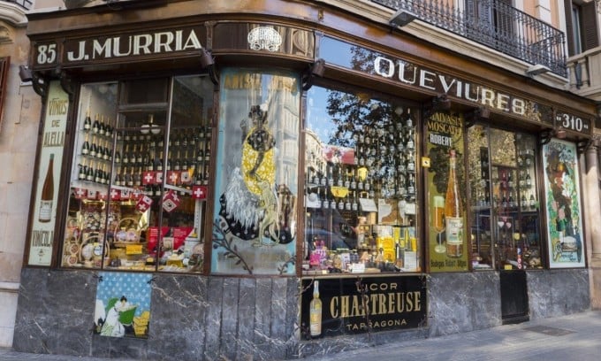 The facade of a century-old luxury food store in Barcelona. Photo: