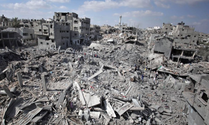 Ein Blick auf die Ruinen von Shujaiyya auf diesem Foto vom 26. Juli 2014. Foto: AP